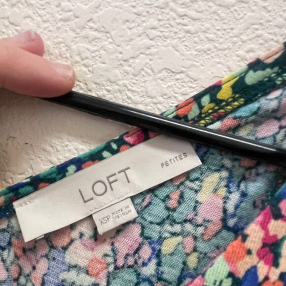 LOFT Colorful Floral Godet Double V Maxi Dress Sleeveless Waist Tie XSP - Picture 6 of 6